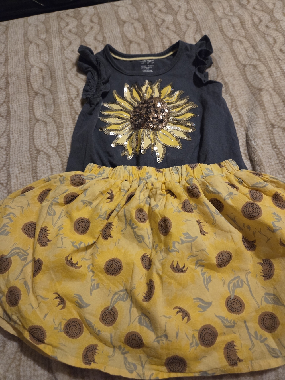 Haute Hippie Navy and Yellow Sequin Sunflower Top